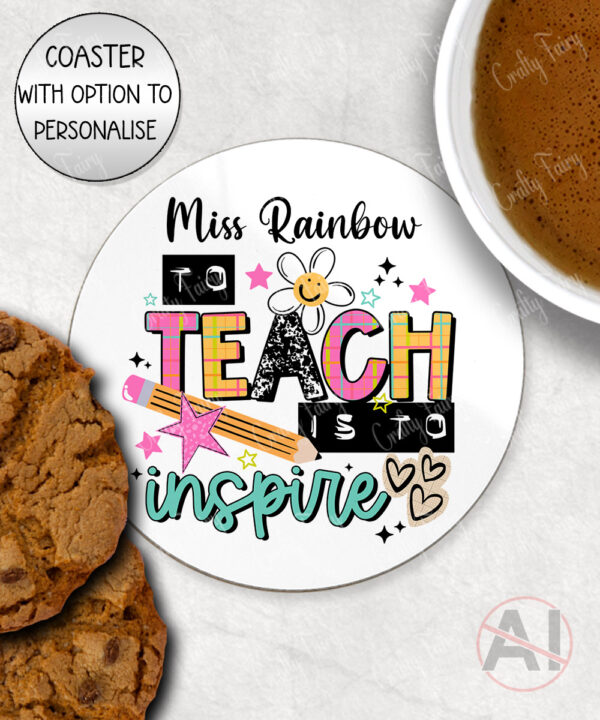 4284 teach inspire teacher personalised gift coaster 1
