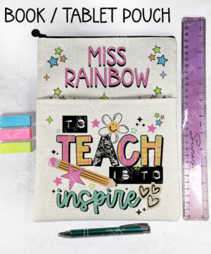 teacher gift personalised teach to inspire teacher/ta thank you book or tablet pouch bag