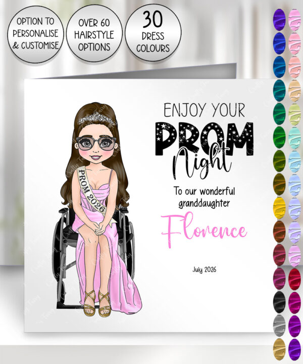 personalised enjoy your prom night card for wheelchair user girl