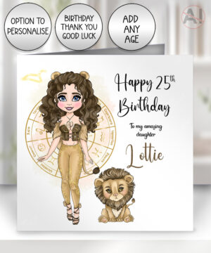 504 personalised zodiac leo birthday card