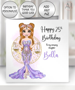508 personalised libra lady birthday card