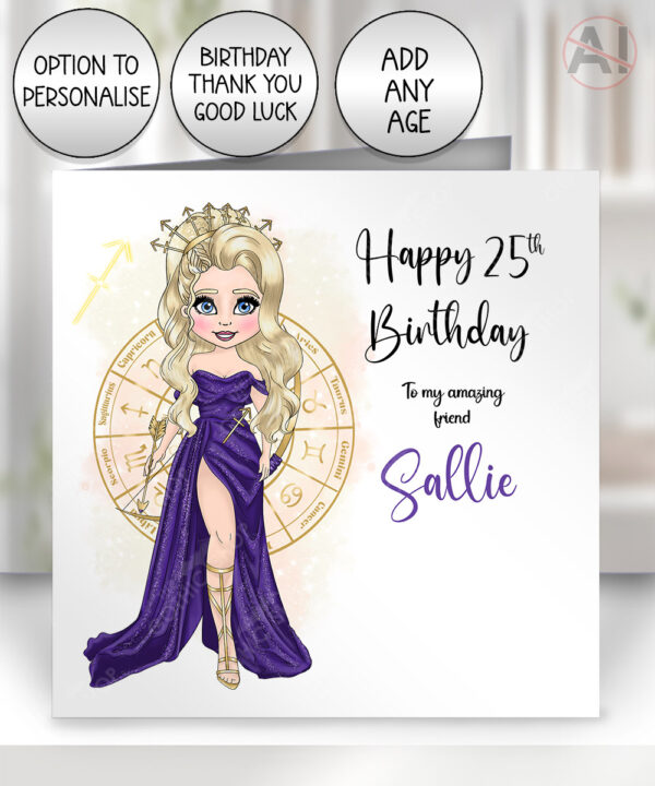 512 zodiac personalised sagittarius birthday card
