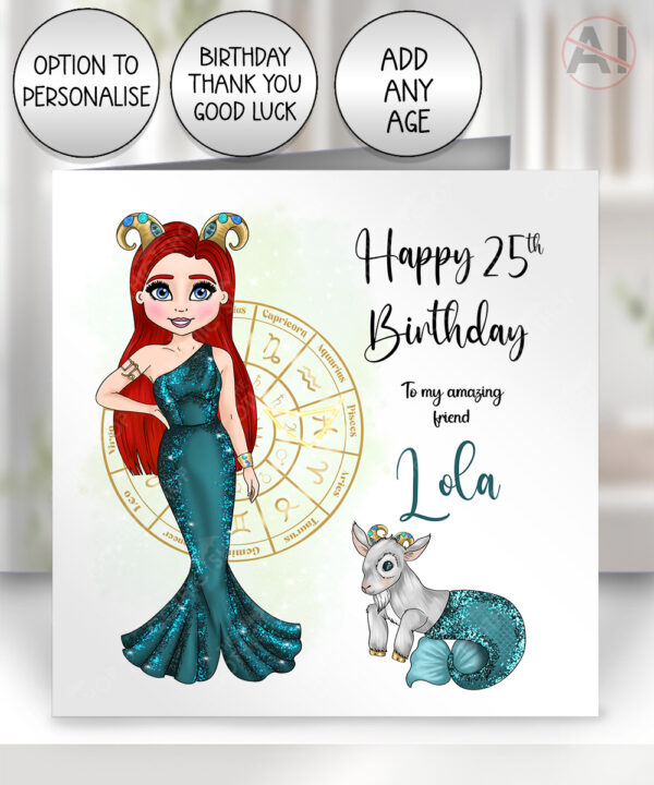 514 personalised zodiac capricorn birthday card