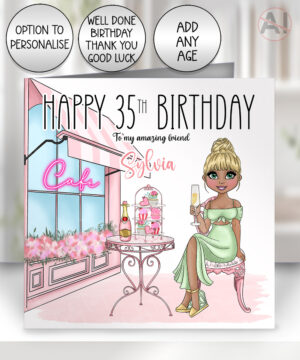 0569 champagne afternoon tea personalised birthday card