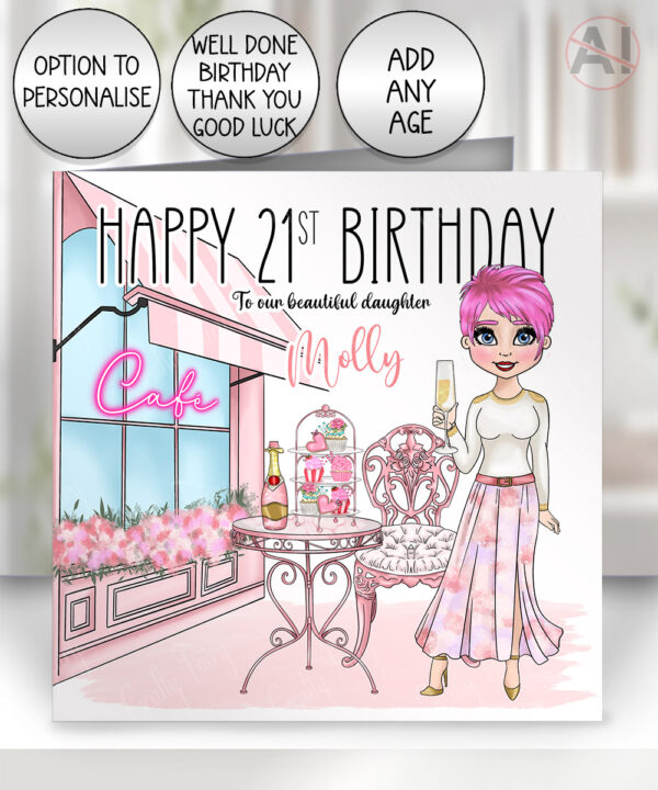0571 champagne afternoon tea personalised birthday card