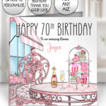 0572 champagne afternoon tea personalised birthday card