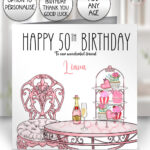 0573 champagne afternoon tea personalised birthday card