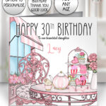0574 afternoon tea personalised birthday card