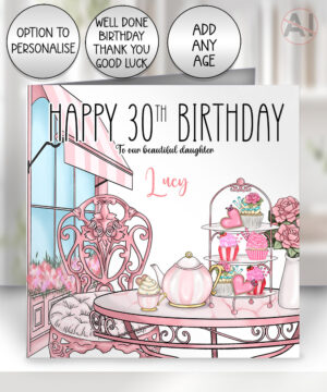 0574 afternoon tea personalised birthday card