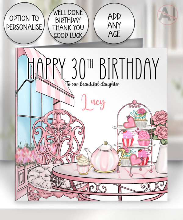 0574 afternoon tea personalised birthday card