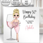 0885 personalised rose wine birthday card 1