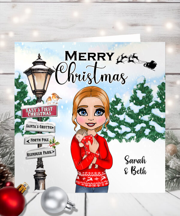 1142 personalised baby's first christmas card mum 1