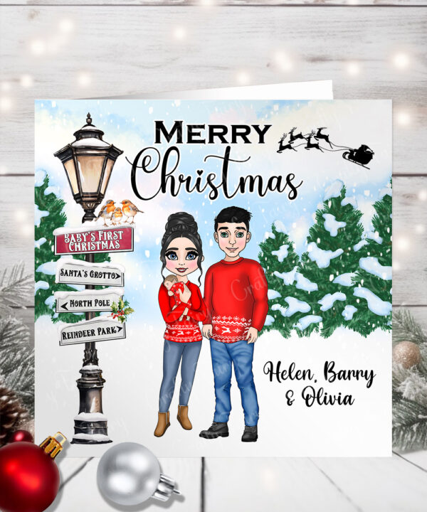 1143 personalised baby's first christmas card mum dad 1