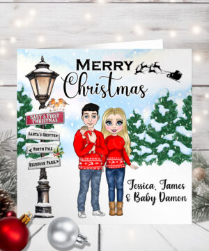 1144 personalised baby's first christmas card mum dad 1