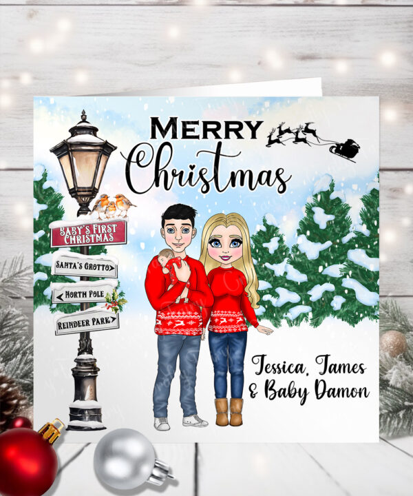1144 personalised baby's first christmas card mum dad 1