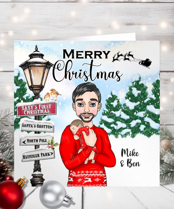 1145 personalised baby's first christmas card dad 1