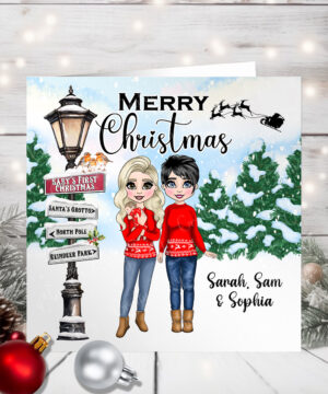 1147 personalised baby's first christmas card lesbian 1