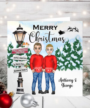 1149 personalised gay couple first xmas together card