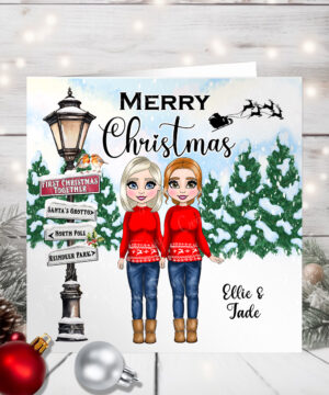 1150 personalised lesbian couple first xmas together card