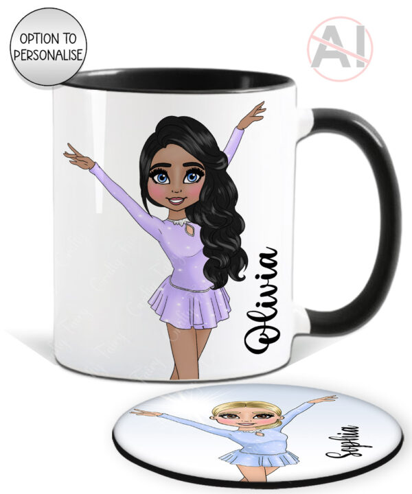 4308 ice skater personalised mug coaster