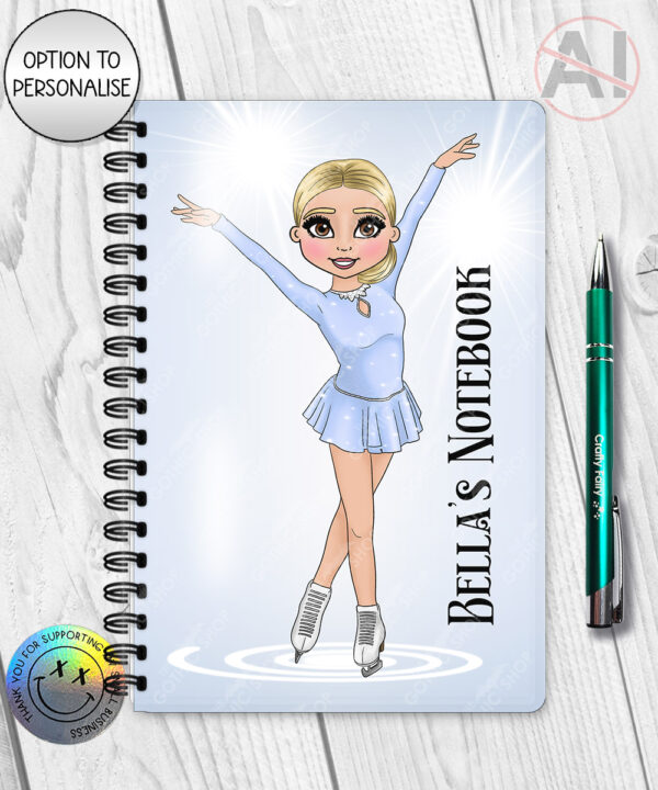 4311 ice skater personalised notebook a5 1