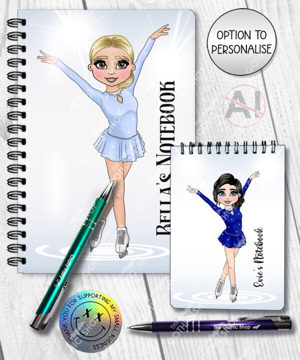4311 ice skater personalised notebook a5 a6