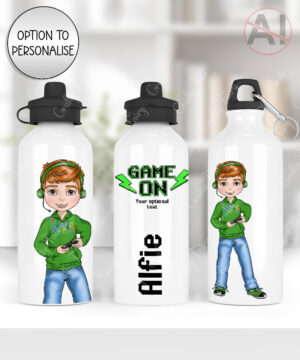 personalised gamer boy 600ml water bottle