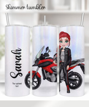 personalised motorbiker lady straight tumbler gift