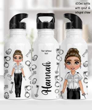 personalised female prison officer 600ml straight water bottle