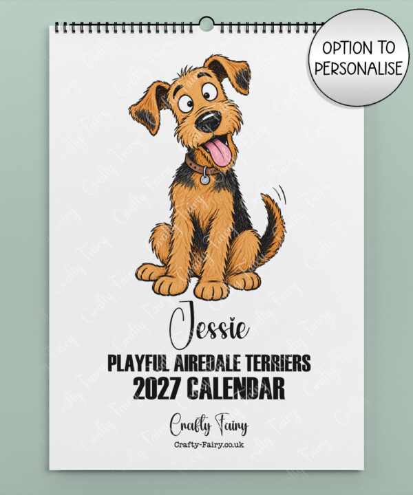 personalised playful airedale terriers 2027 dog calendar