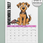 personalised playful airedale terriers 2027 dog calendar