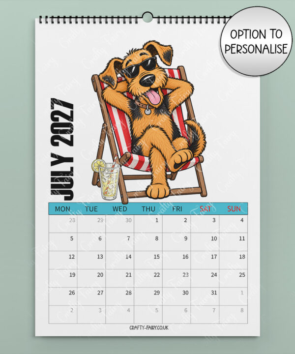 personalised playful airedale terriers 2027 dog calendar