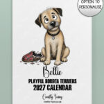 personalised playful border terriers 2027 dog calendar