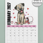 personalised playful border terriers 2027 dog calendar