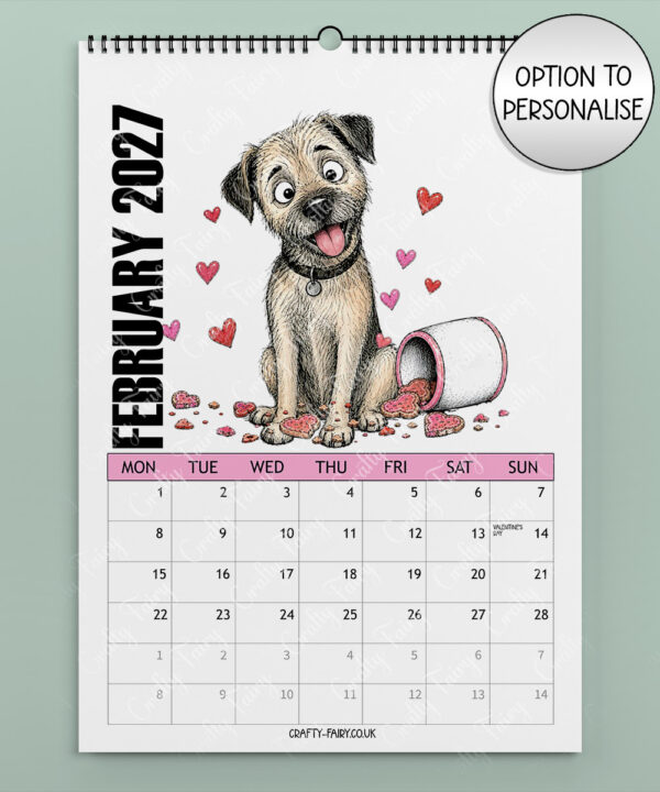 personalised playful border terriers 2027 dog calendar