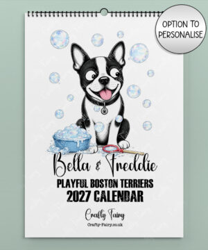 personalised playful boston terriers 2027 dog calendar