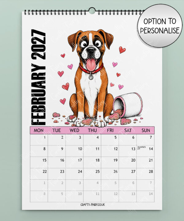 personalised playful boxers terriers 2027 dog calendar