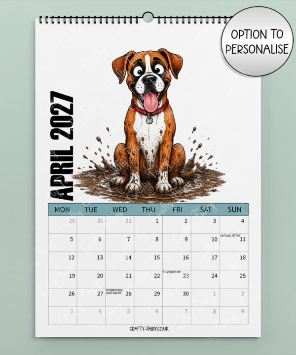 personalised playful boxers terriers 2027 dog calendar