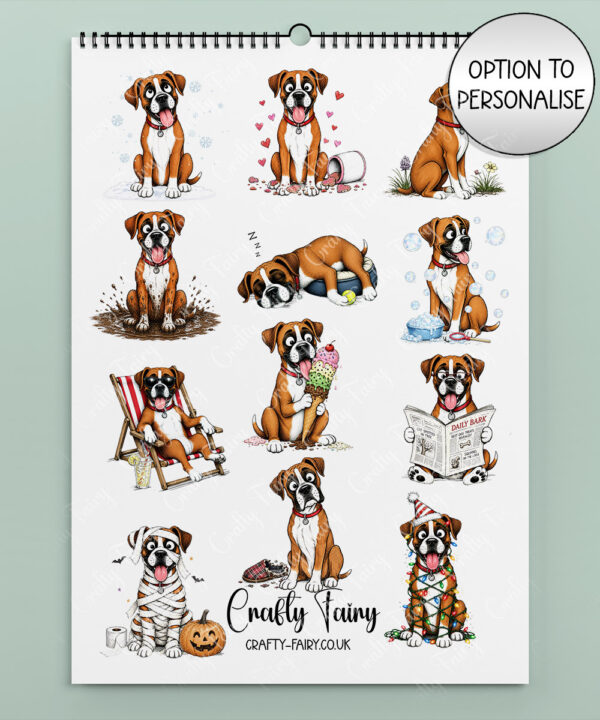 personalised playful boxers terriers 2027 dog calendar