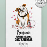 personalised playful bulldogs terriers 2027 dog calendar