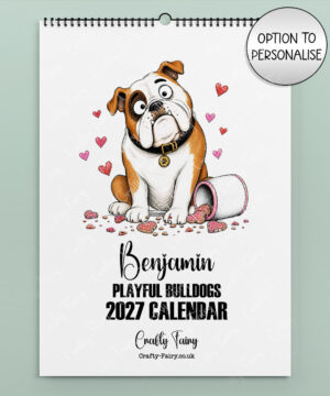 personalised playful bulldogs terriers 2027 dog calendar