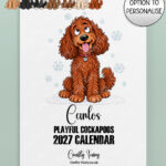 personalised playful cockapoos 2027 dog calendar 8 colour options