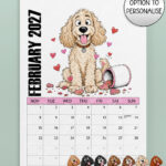personalised playful cockapoos 2027 dog calendar 8 colour options