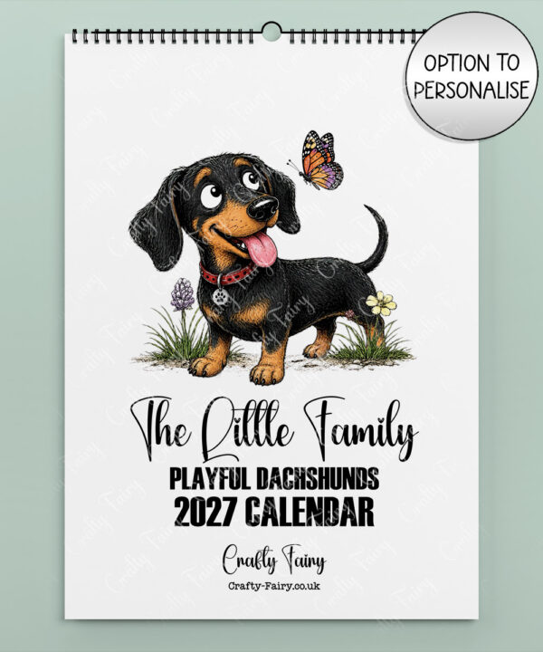 personalised playful dachshunds 2027 dog calendar
