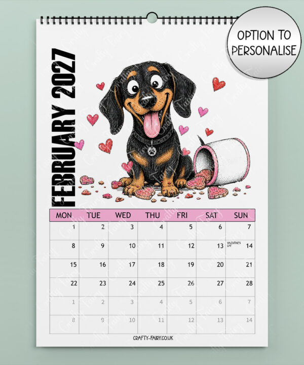 personalised playful dachshunds 2027 dog calendar