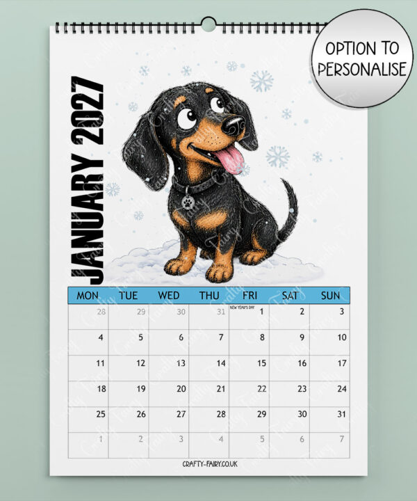 personalised playful dachshunds 2027 dog calendar