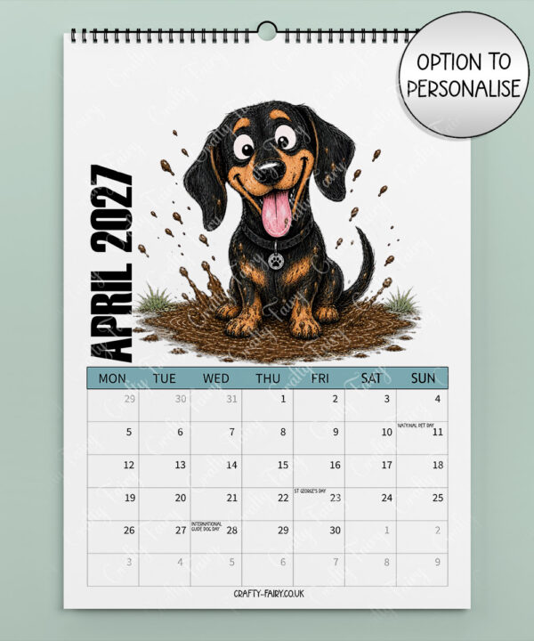personalised playful dachshunds 2027 dog calendar