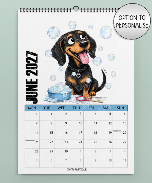 personalised playful dachshunds 2027 dog calendar