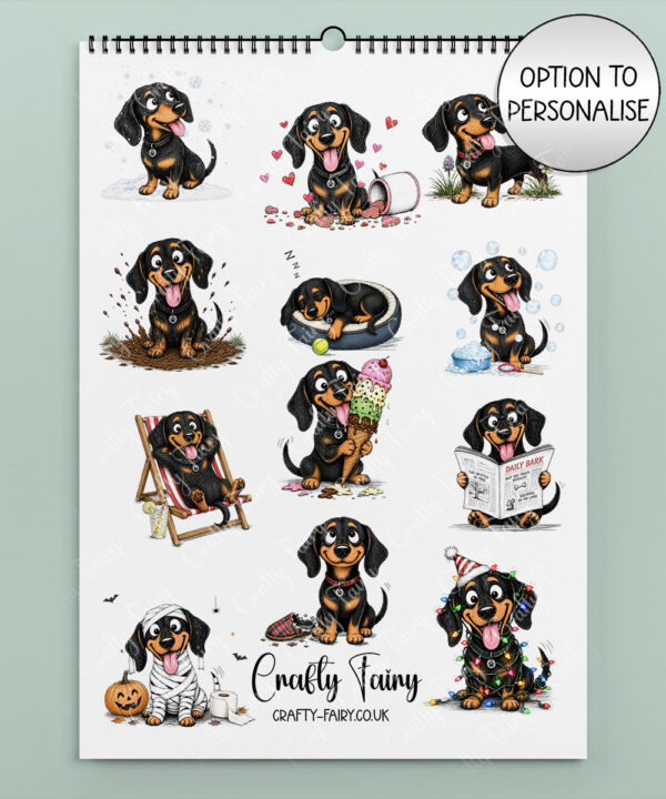 personalised playful dachshunds 2027 dog calendar