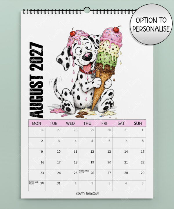personalised playful dalmatians 2027 dog calendar
